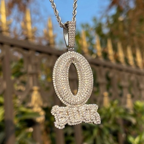 Real Gold Plated O Block Pendant with Iced Out Bubble Letters for Men
