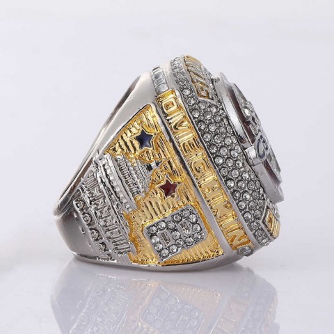 yiwu Men's Ice Hockey Band Ring, 14K Gold Plated, Skeleton Design, Washington Capitals Championship Theme