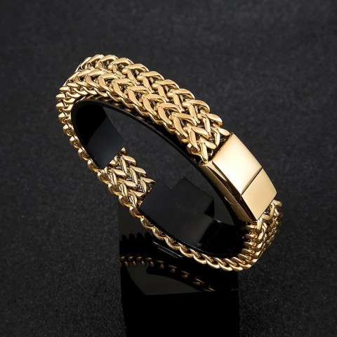 Magnetic Clasp Stainless Steel Punk Bracelet for Men Fashion Chain Jewelry Gift
