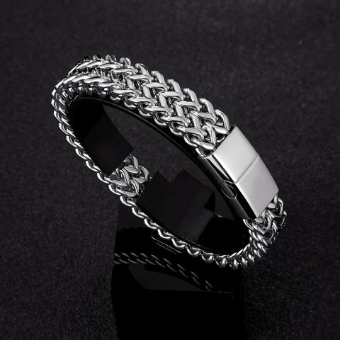 Magnetic Clasp Stainless Steel Punk Bracelet for Men Fashion Chain Jewelry Gift