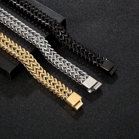 Magnetic Clasp Stainless Steel Punk Bracelet for Men Fashion Chain Jewelry Gift
