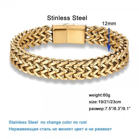 Magnetic Clasp Stainless Steel Punk Bracelet for Men Fashion Chain Jewelry Gift
