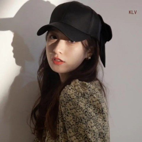 Sunproof Adjustable Silk Baseball Cap with Oversized Bow Knot for Adult Outdoor Activities