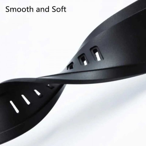 Durable 24mm Black Rubber Watch Band with Blue Buckle for Belros BR01 BR03