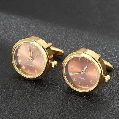 Elegant Gold Rotating Clock Cufflinks for Men