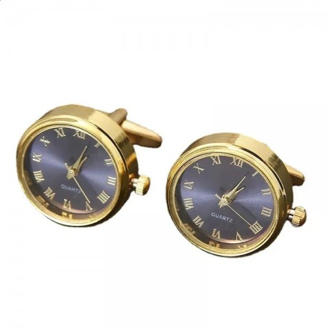 Elegant Gold Rotating Clock Cufflinks for Men