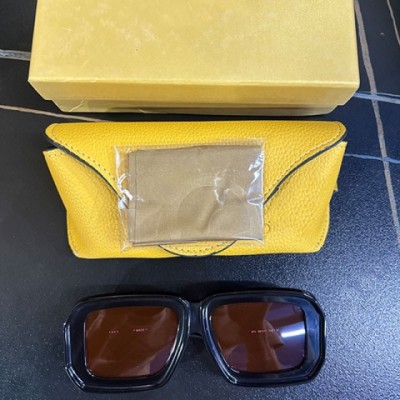 Paula Ibiza Shiny Black Square Frame Sunglasses with Pink Lenses for Men Women