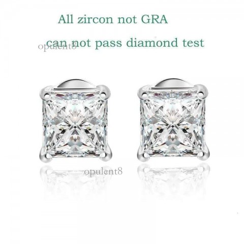 Smyoue Women Men Stud Earrings 0.4-5CT Moissanite VVS Simulated Dia Rhodium Plated