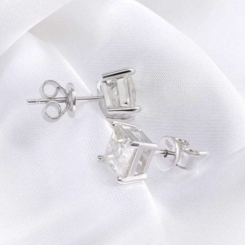 Smyoue Women Men Stud Earrings 0.4-5CT Moissanite VVS Simulated Dia Rhodium Plated