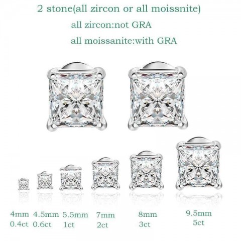 Smyoue Women Men Stud Earrings 0.4-5CT Moissanite VVS Simulated Dia Rhodium Plated