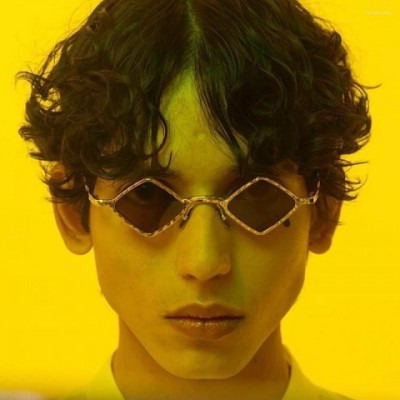 Golden Z14 Pink Rhombus Alloy Sunglasses for Men and Women - Luxury Designer UV Protection