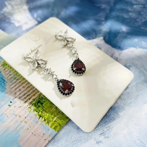 Sylus Women's Red Zircon Dangle Earrings for Deep Space Love Theme