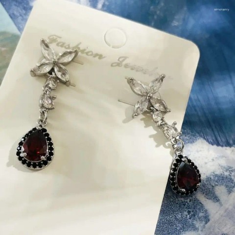 Sylus Women's Red Zircon Dangle Earrings for Deep Space Love Theme
