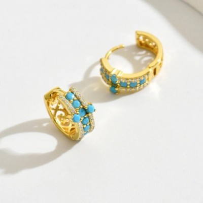 Stud Earrings Women's 925 Silver Blue Pine Metallic Feel For Daily Wear