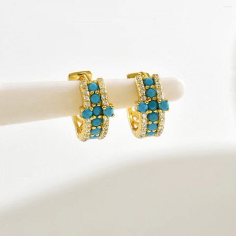Stud Earrings Women's 925 Silver Blue Pine Metallic Feel For Daily Wear