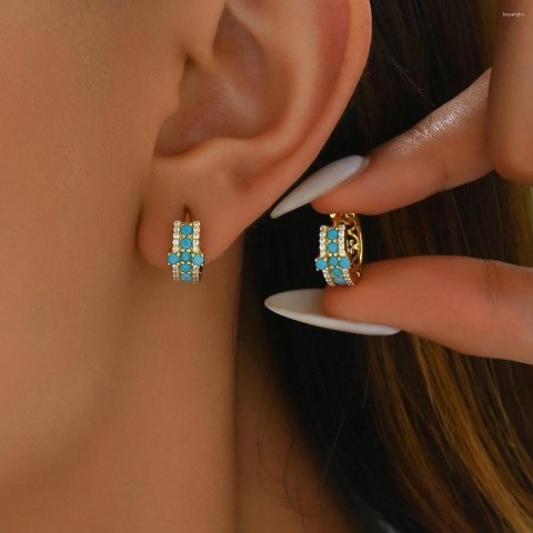Stud Earrings Women's 925 Silver Blue Pine Metallic Feel For Daily Wear
