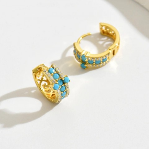 Stud Earrings Women's 925 Silver Blue Pine Metallic Feel For Daily Wear