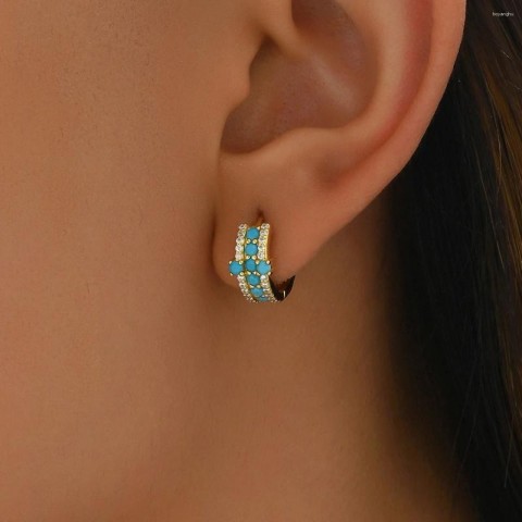 Stud Earrings Women's 925 Silver Blue Pine Metallic Feel For Daily Wear