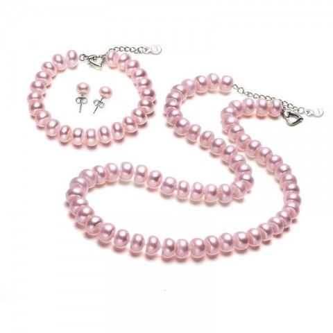 Elegant Women's Gift Set with Natural Freshwater Pearls and 925 Sterling Silver Jewelry