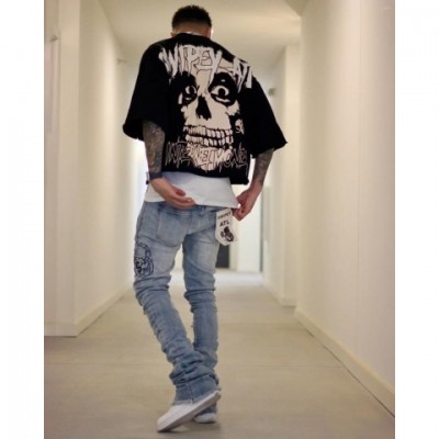Y2K Gothic Skull Print Men's Oversized Cotton T-Shirt