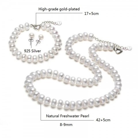 Elegant Women's Gift Set with Natural Freshwater Pearls and 925 Sterling Silver Jewelry