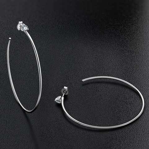 KUGG 925 Sterling Silver Hoop Huggie Earrings Women's Big Circle Simple Vintage Party Wedding Jewelry 4.0MM