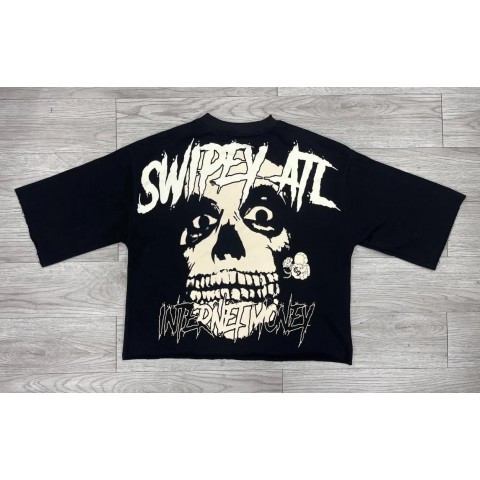 Y2K Gothic Skull Print Men's Oversized Cotton T-Shirt