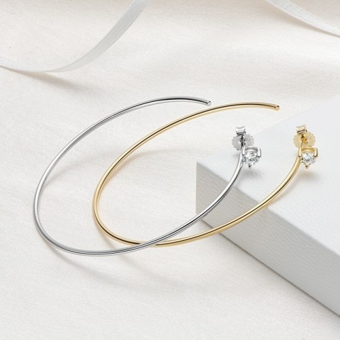 KUGG 925 Sterling Silver Hoop Huggie Earrings Women's Big Circle Simple Vintage Party Wedding Jewelry 4.0MM