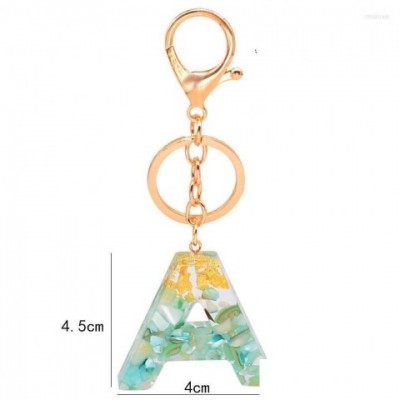 Exquisite 26 Uppercase Letter Resin Keychains & Lanyards with Gold Foil Charms - Unisex Fashion Accessories
