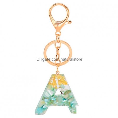 Exquisite 26 Uppercase Letter Resin Keychains & Lanyards with Gold Foil Charms - Unisex Fashion Accessories