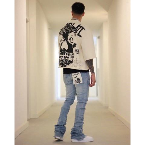 Y2K Gothic Skull Print Men's Oversized Cotton T-Shirt