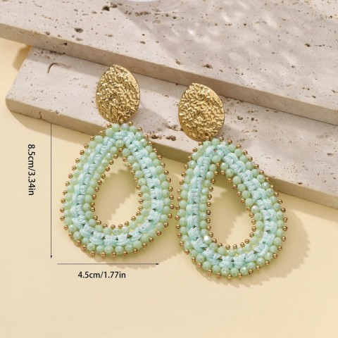 INKDEW Colorful Beads Drop Earrings Women Bohemian Dangle Chandelier Ear Jewelry Gift EA144