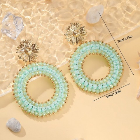 INKDEW Colorful Beads Drop Earrings Women Bohemian Dangle Chandelier Ear Jewelry Gift EA144