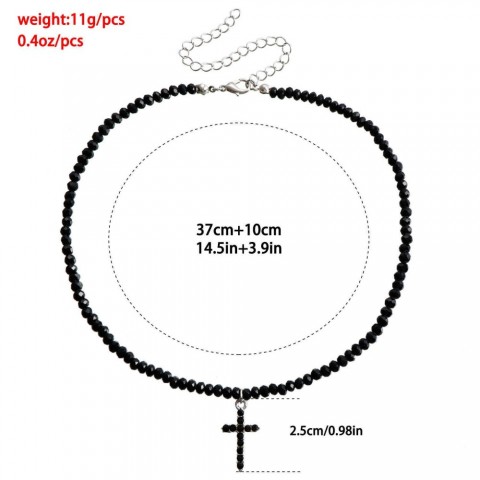 Zuo Wen Women's Minimalist Cross Pendant Necklace - White Turquoise Chain