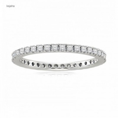 xichao Eternity Band Moissanite Solitaire Ring in 925 Sterling Silver for Women