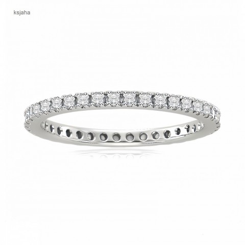 xichao Eternity Band Moissanite Solitaire Ring in 925 Sterling Silver for Women