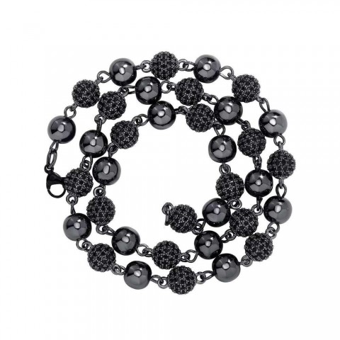 DHCollections Adjustable 14K Gold Plated Iced Out Ball Necklace for Unisex Fashion