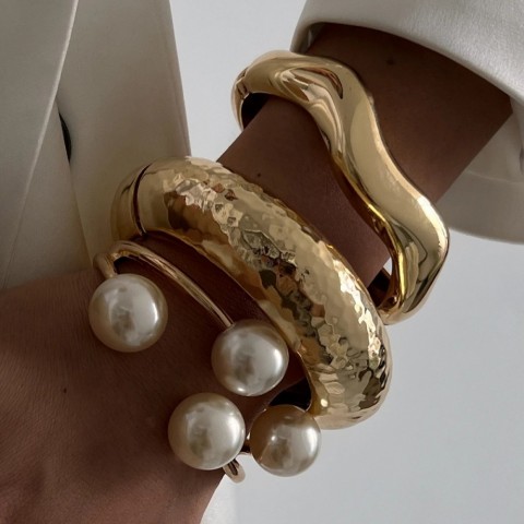 UK Trendy Chunky Punk Metal Cuff Bracelet Women's Steampunk Fashion Bangle 250322