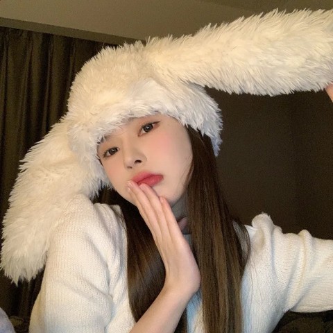 Y2K Vintage Rabbit Ears Women's Warm Beanie Hat