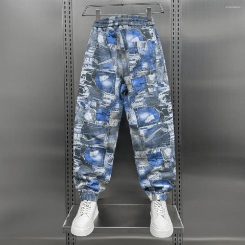 Blue England Style Men's Harem Pants - Comfortable Loose Fit