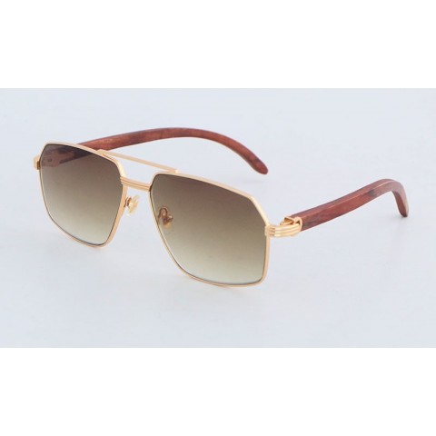 Designer Wood Frame Sunglasses for Men and Women - Large Square Brown Resin Lenses