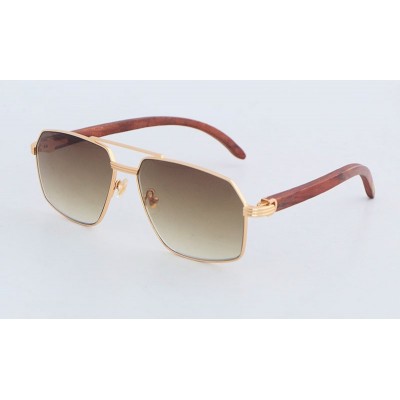 Designer Wood Frame Sunglasses for Men and Women - Large Square Brown Resin Lenses