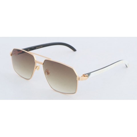 Designer Wood Frame Sunglasses for Men and Women - Large Square Brown Resin Lenses