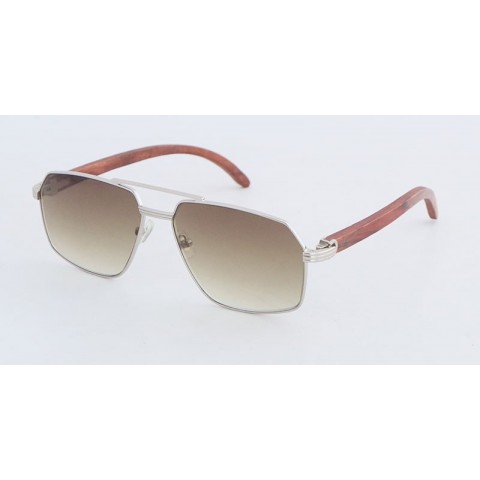 Designer Wood Frame Sunglasses for Men and Women - Large Square Brown Resin Lenses