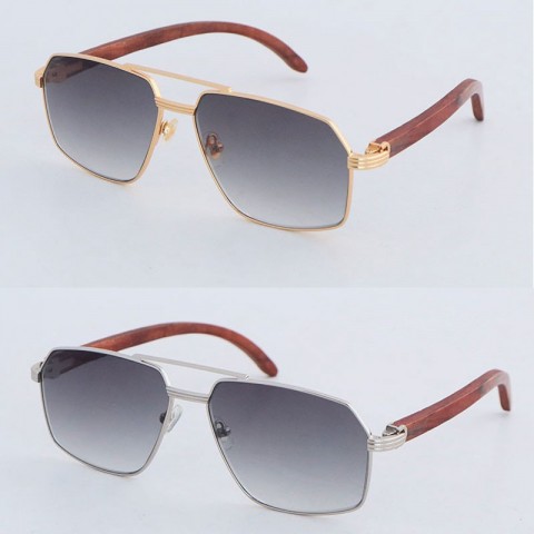 Designer Wood Frame Sunglasses for Men and Women - Large Square Brown Resin Lenses