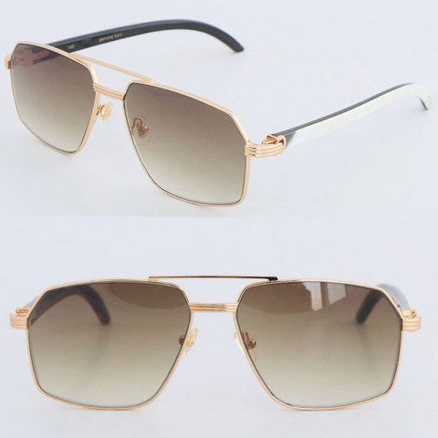 Designer Wood Frame Sunglasses for Men and Women - Large Square Brown Resin Lenses
