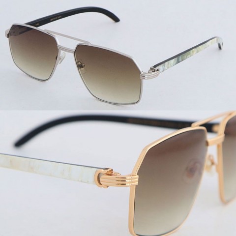 Designer Wood Frame Sunglasses for Men and Women - Large Square Brown Resin Lenses