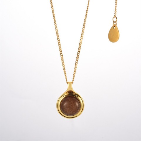 French Round Angel Agate Pendant Necklace for Unisex