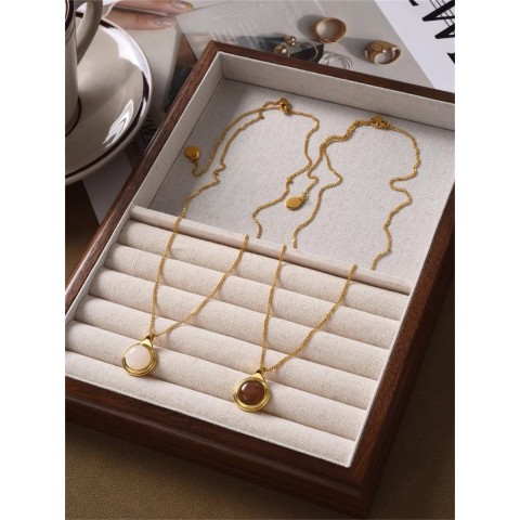French Round Angel Agate Pendant Necklace for Unisex