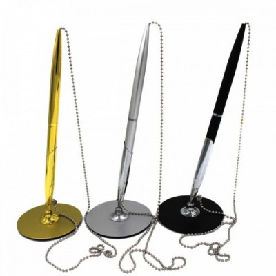 Metal Bead Rotating Desk Pen for Office and Bank Use